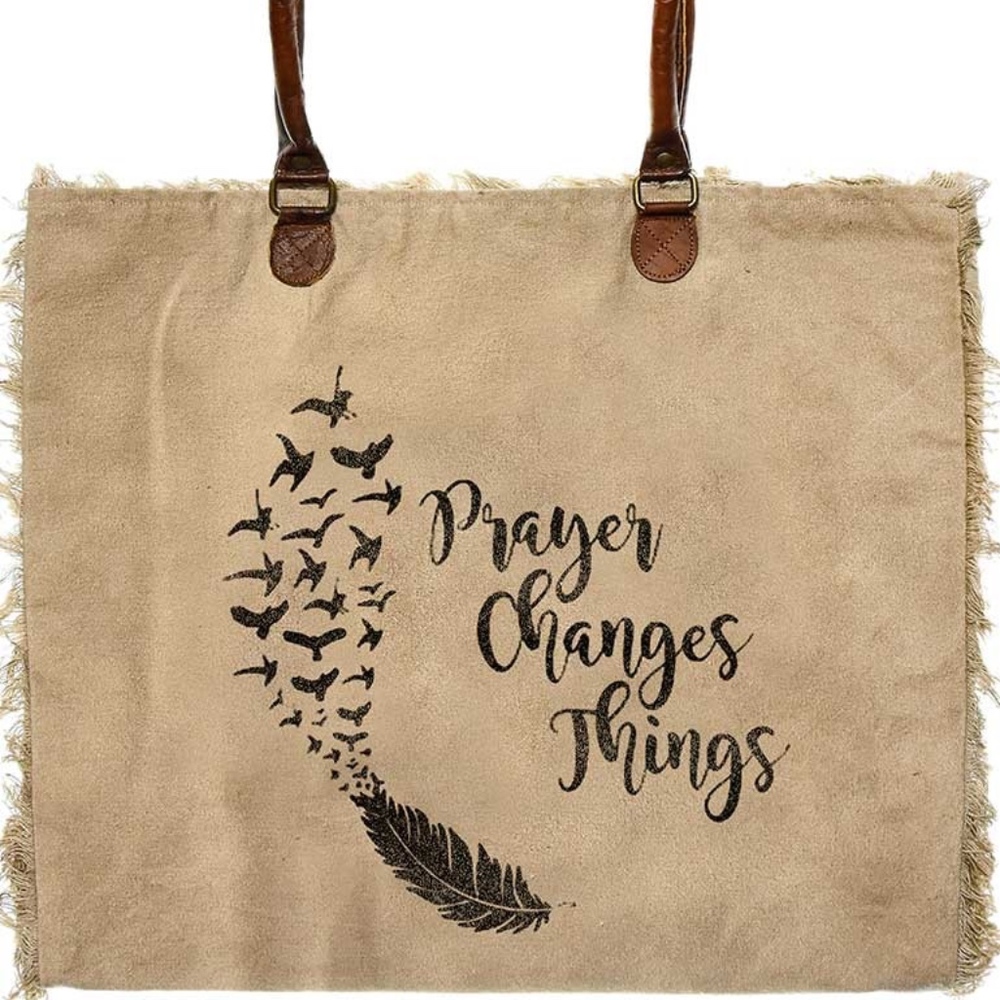 Recycled Canvas Leather Tote Bag